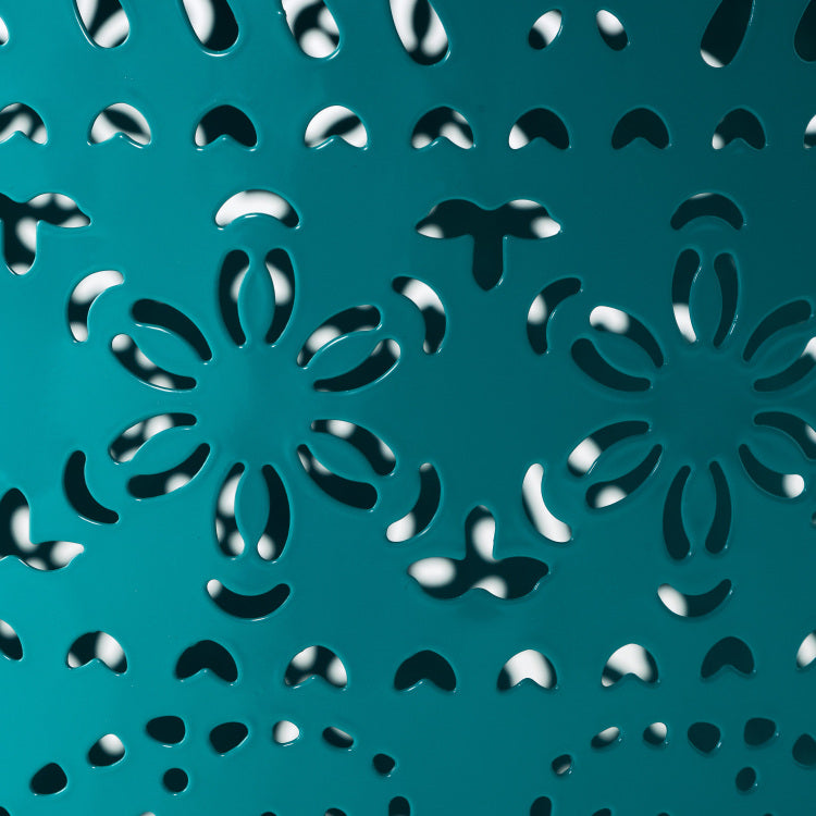 Ruby 12" Metal Outdoor Side Table, Teal Cutout Floral teal - iron