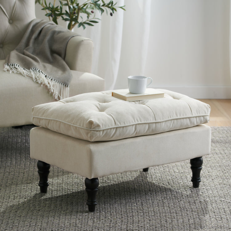 LOFTON 28INCH PILLOW TOP OTTOMAN cream - fabric