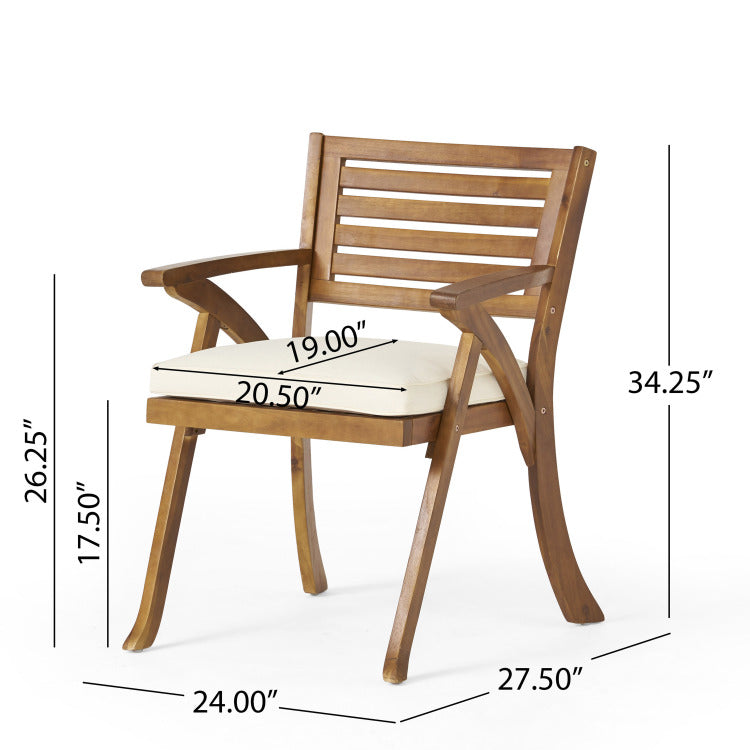 Outdoor Hermosa 3 Pieces Kd Wood Dining Set With Cushions,Teak Finish