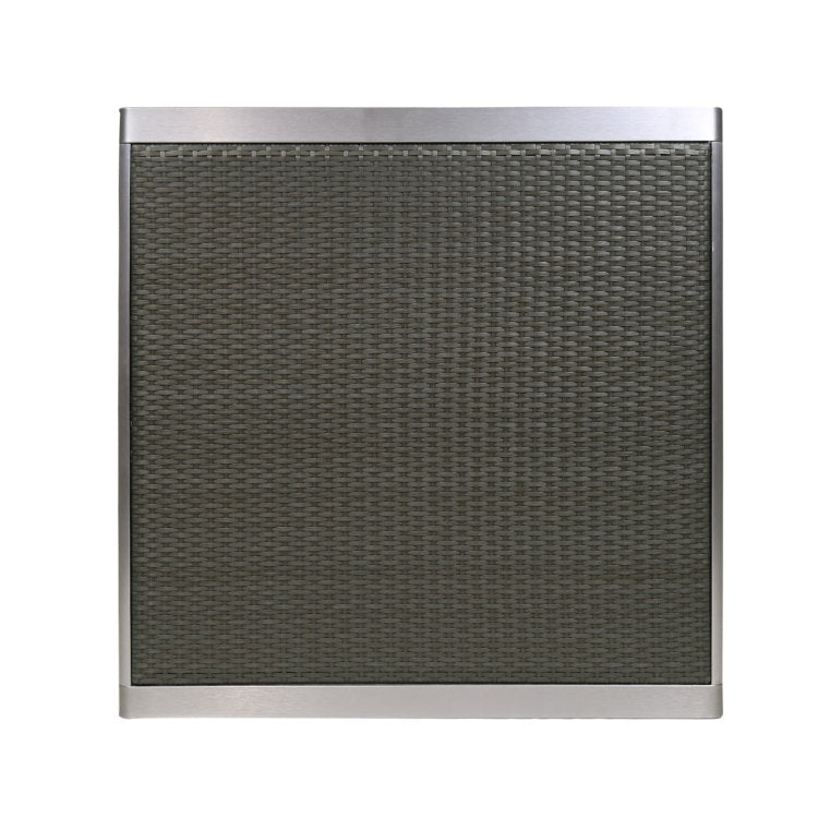 Outdoor Dining Table Anodized Aluminum Wicker Table Top Square Silver And Gray 35"