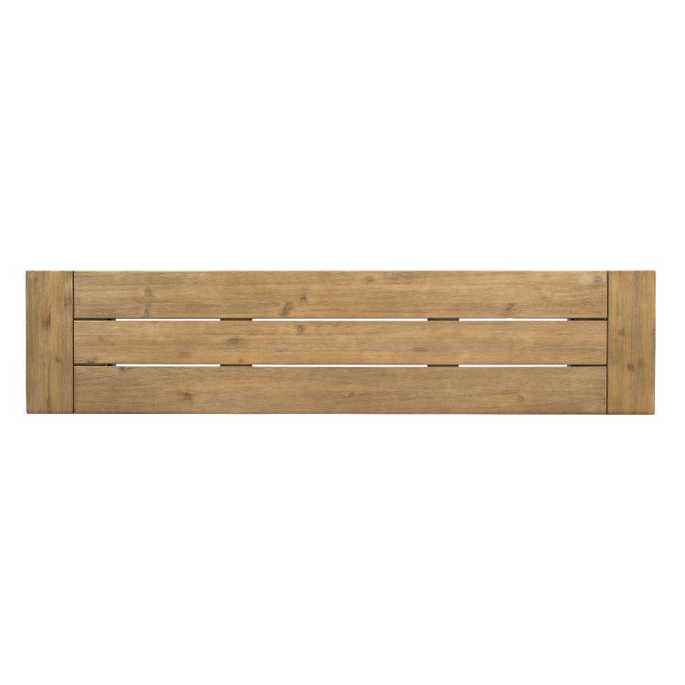 Outdoor Bench With Slat Panel Design And Acacia Wood Frame, Natural And Grey