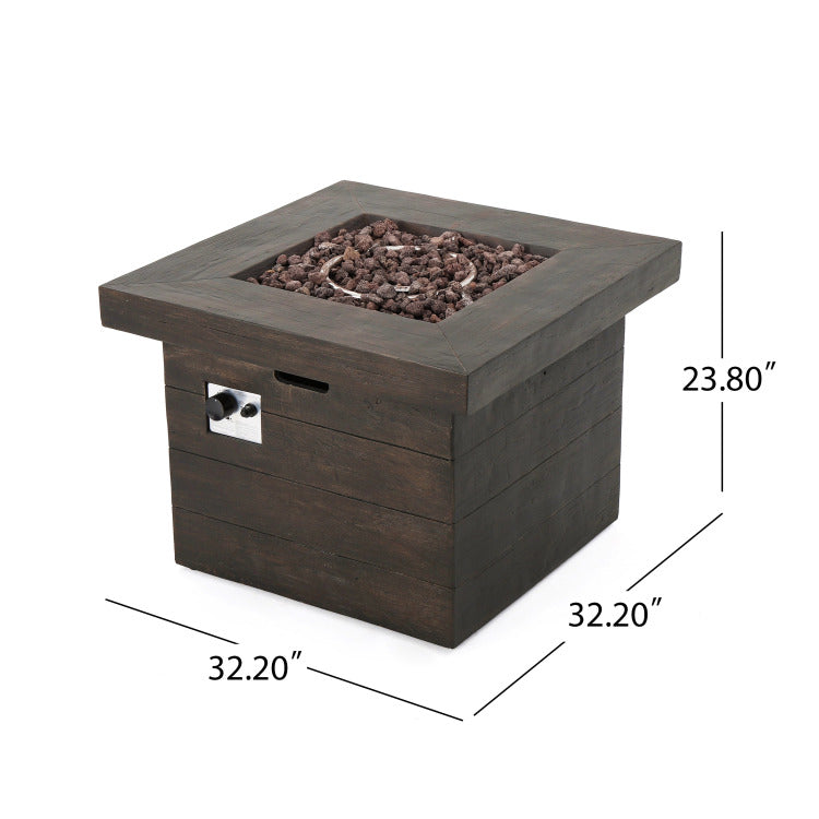 Anchorage 32'' Wood Square Mgo Fire Pit Brown 40,000 Btu
