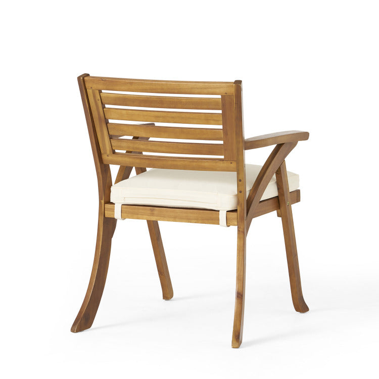 Outdoor Hermosa 3 Pieces Kd Wood Dining Set With Cushions,Teak Finish