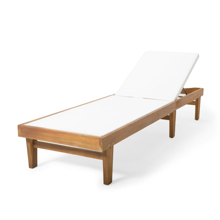 SUMMERLAND CHAISE LOUNGE WHITE MESH teak - acacia wood