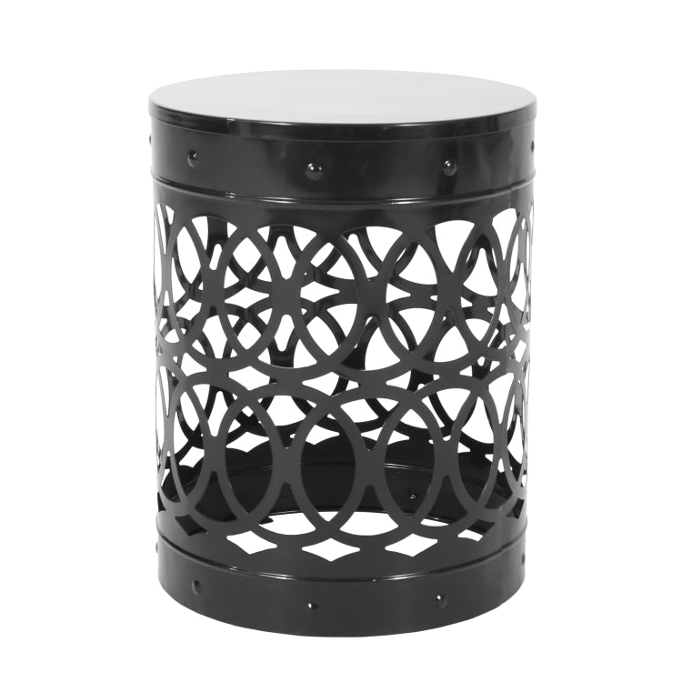 Outdoor Delight Powder Coated Iron End Table, Set Of 2, Black