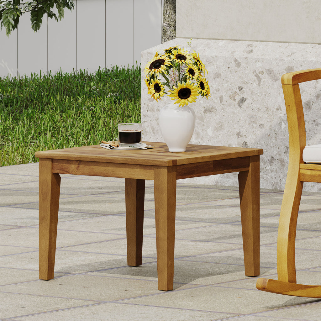 Hampton Outdoor Acacia Wood Side Table, 20 "W x 20 "D natural - wood