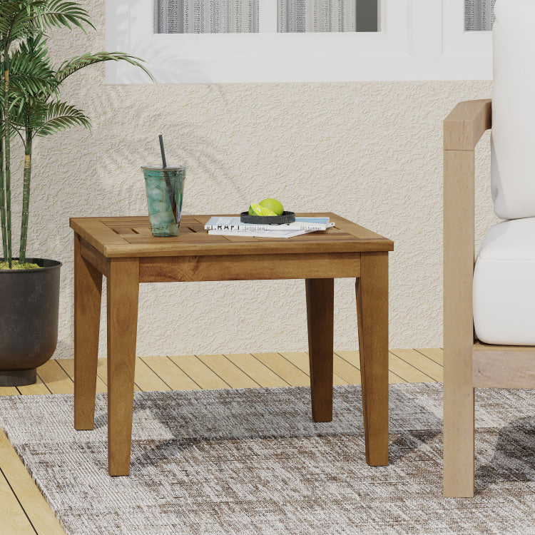 Hampton Outdoor Acacia Wood Side Table, 20 "W x 20 "D natural - wood