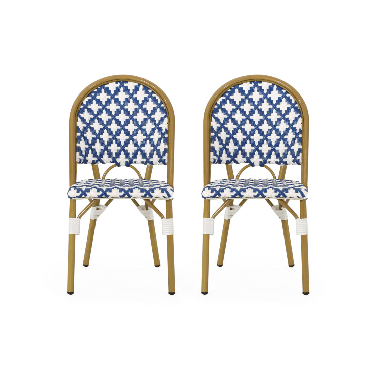 FRENCH BISTRO CHAIR Set of 2 white+navy - aluminium