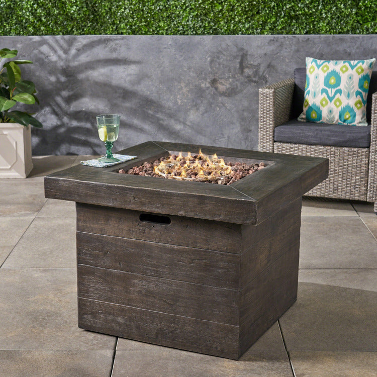 Anchorage 32'' Wood Square Mgo Fire Pit Brown 40,000 Btu
