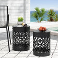 Outdoor Delight Powder Coated Iron End Table, Set Of 2, Black