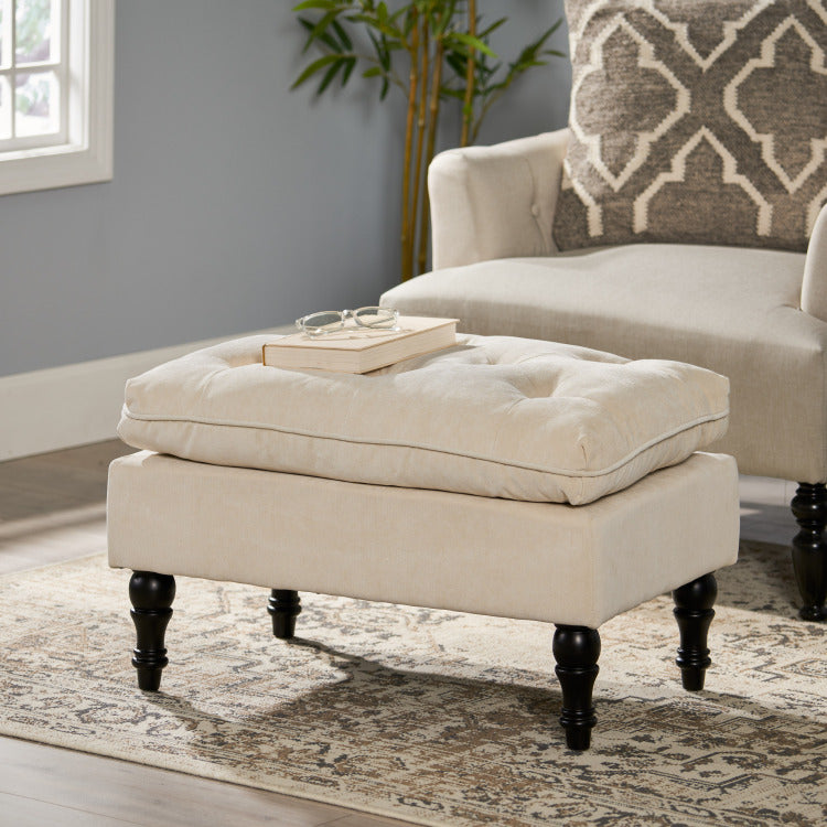 LOFTON 28INCH PILLOW TOP OTTOMAN cream - fabric