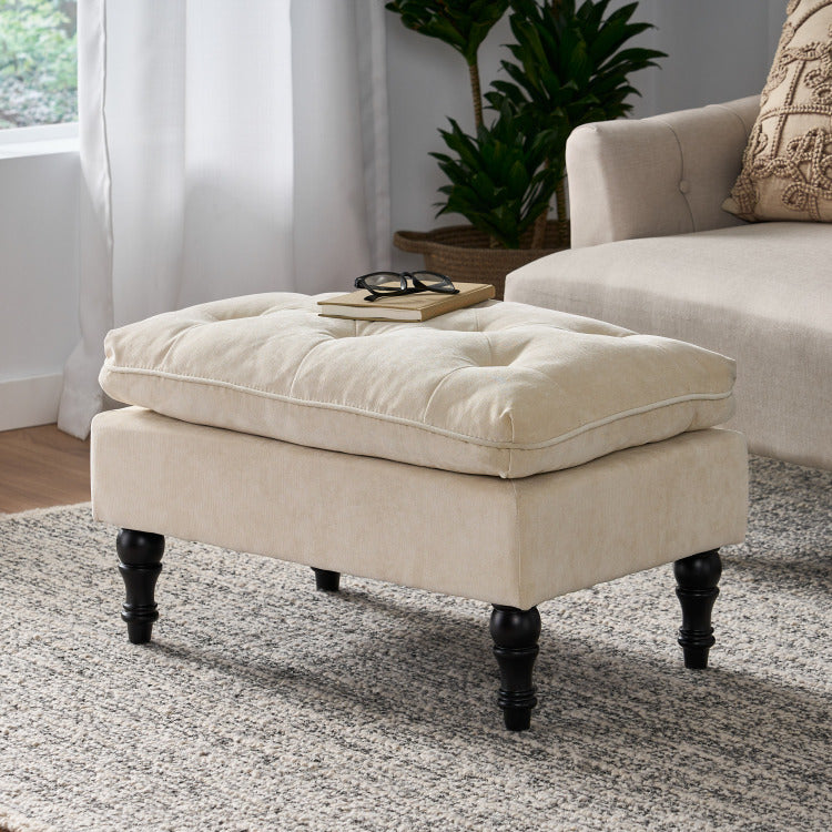 LOFTON 28INCH PILLOW TOP OTTOMAN cream - fabric