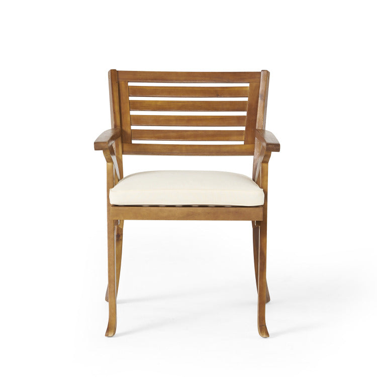 Outdoor Hermosa 3 Pieces Kd Wood Dining Set With Cushions,Teak Finish
